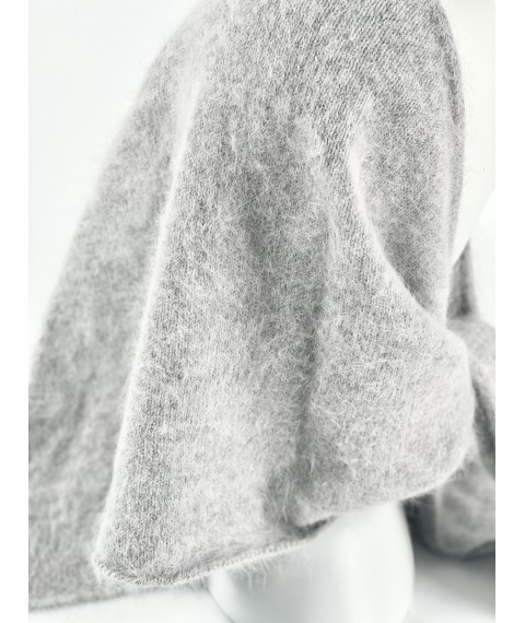 Косынка-платок пуховый теплый женский светло-серый BKSx13