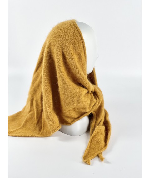 Yellow mustard down angora scarf for women BKSx11