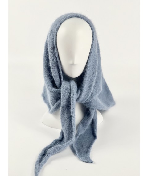 Пуховый платок-косынка из ангоры в цвете голубой джинс BKSx15