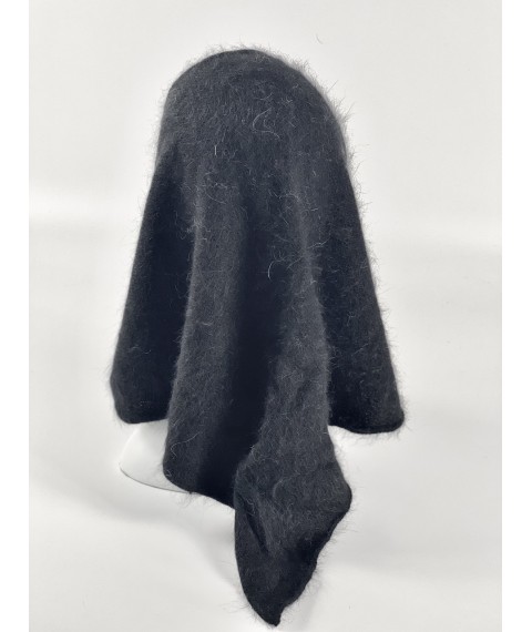 Black downy knitted warm angora head scarf BKSx8