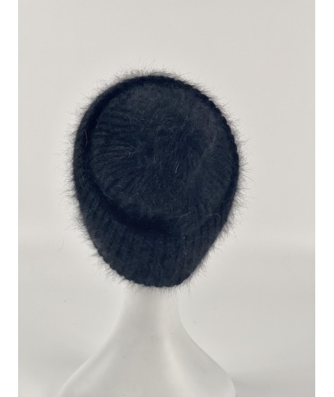 Черная ангоровая женская шапка на флисовой подкладке NDx8