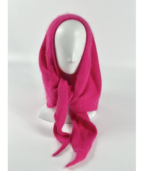 Raspberry women's knitted warm scarf from angora BKSx4