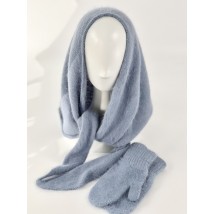 Flaumiger Angora-Schal in Blue Jeans Farbe BKSx15