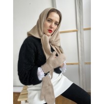 Dark beige downy angora head scarf for women BKSx14