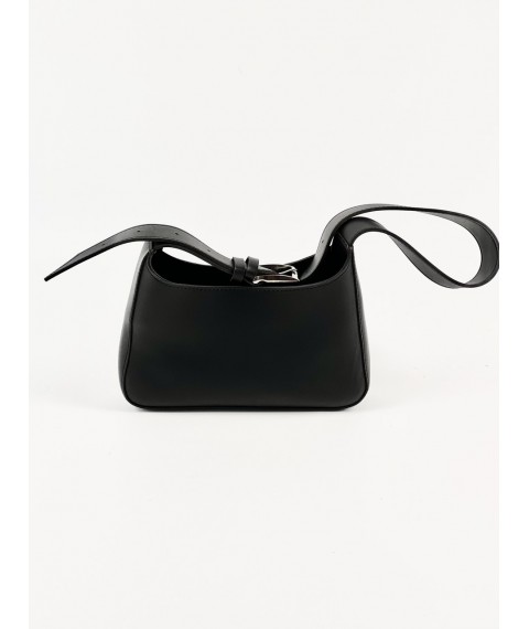 Черная сумка-багет женская из экокожи