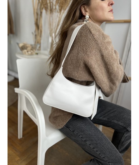 Baguette white women's eco-leather bag
