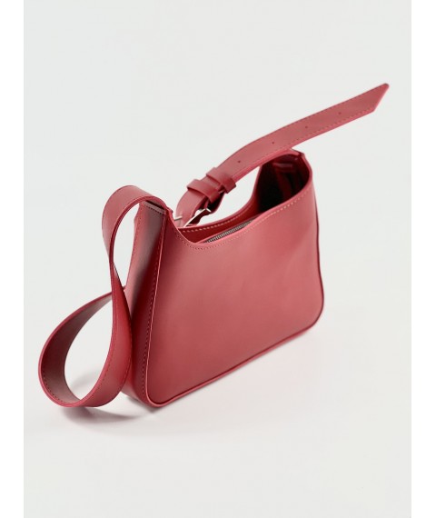 Red small bag made of eco-leather for women SM8x9