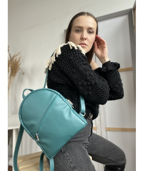 Рюкзак-сумка маленький городской женсский из экокожи бирюзовый  RM1x33  SF