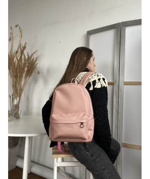 Women's backpack classic orthopedic made of eco-leather pink made of eco-leather M2x5