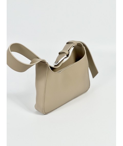 Женская сумка-багет из искуственной кожи бежевая