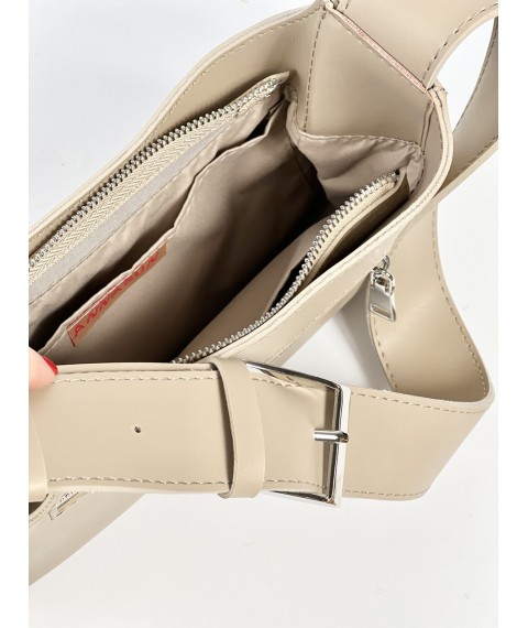 Women's faux leather baguette bag beige
