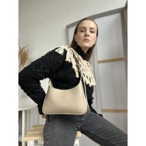Women's bag beige eco-leather on a wide belt