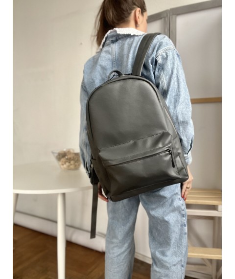 Backpack women's urban gray graphite large eco-leather