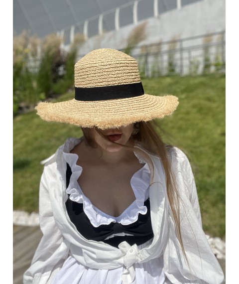 Шляпа соломенная женская с маленьким полем стильная натуральная RH-015