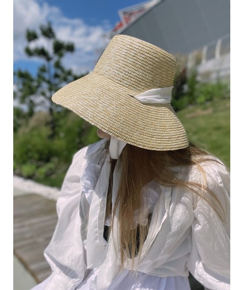 Шляпа женская соломенная с белой лентой RH-050