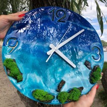 Ocean wall clock with epoxy resin art