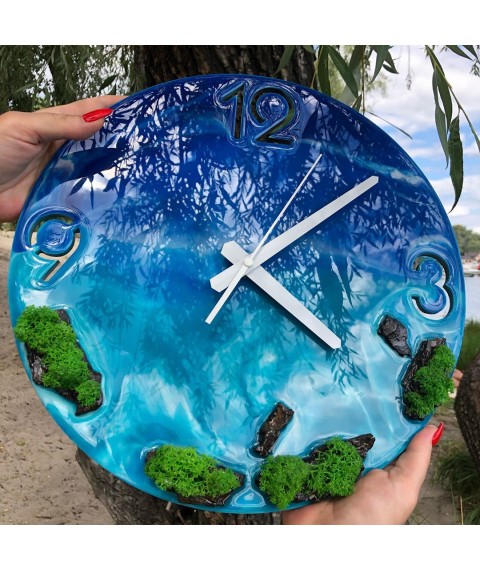 Настінний Годинник океан з епоксидною смолою resin art