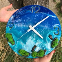 Настінний Годинник океан з епоксидною смолою resin art