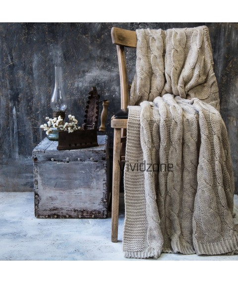 Plaid knitted ROMANTIC 160x210 beige