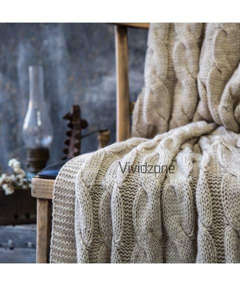 Plaid knitted ROMANTIC 160x210 beige