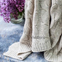 Plaid knitted ROMANTIC 160x210 light beige