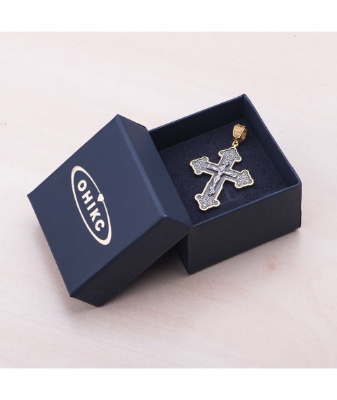 Silver cross "Crucifixion" with gold plated 132511 Onyx
