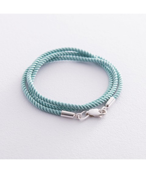 Silk turquoise cord with silver smooth clasp (2mm) 18497 Onix 35