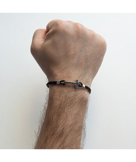 Men's bracelet "Cross" with black spinel ZANCAN SXB010-NE Onix 19.5