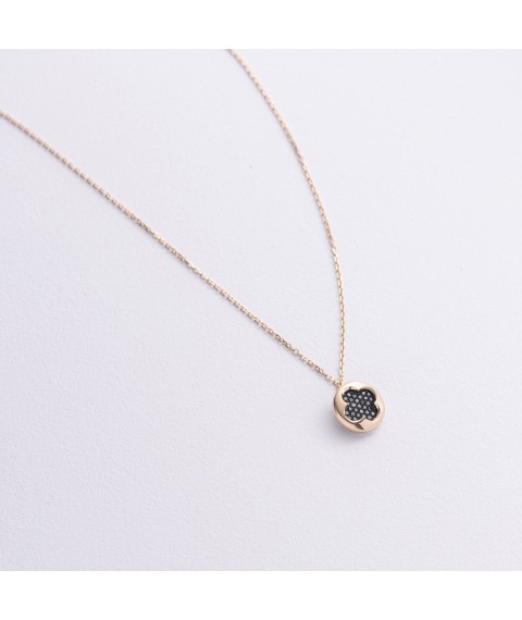 Gold necklace "Clover" with black diamonds 741171622 Onyx 45