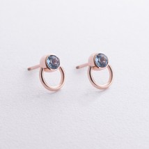 Earrings - studs "April" with blue topaz (red gold) s08231 Onyx