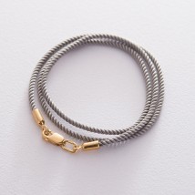 Шелковый шнурок с серебряной застежкой (позолота) 18696 Онікс  30