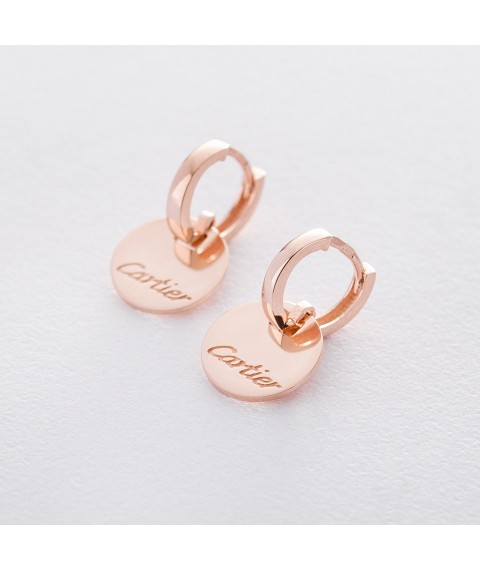 Gold earrings with circles s06188 Onyx