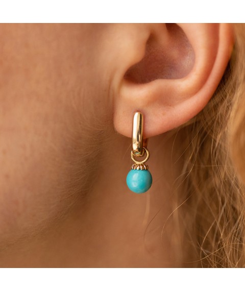 Earrings with turquoise (yellow gold) s08547 Onyx