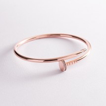 Gold bracelet "Nail" with cubic zirconia b05043 Onix