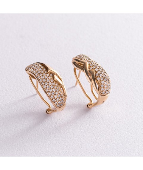 Gold earrings with diamonds kit0590 Onyx