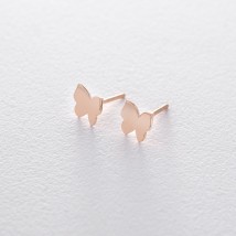 Gold stud earrings "Butterflies" s06042 Onyx