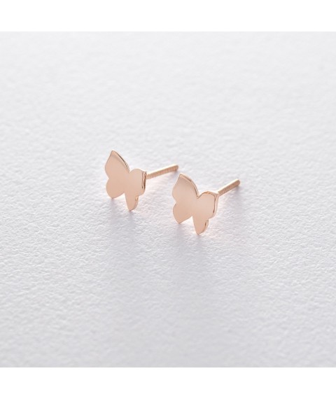 Gold stud earrings "Butterflies" s06042 Onyx