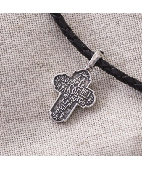 Silver Orthodox cross with blackening 13134 Onyx