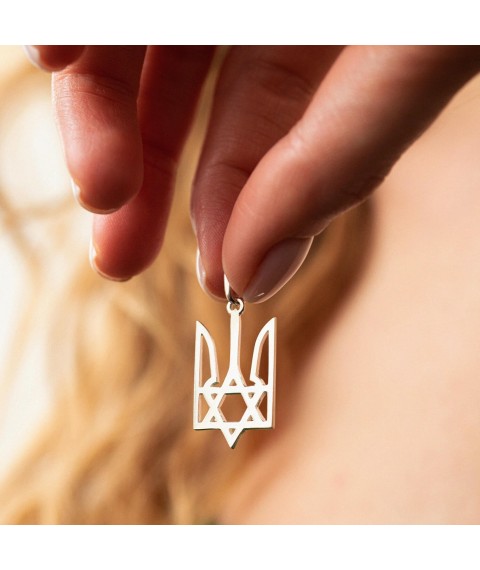 Серебряный кулон "Герб Украины - Тризуб. Жидобандера" 133155 Онікс