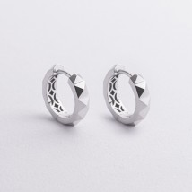 Серьги - кольца "Louise" в белом золоте с09010 Онікс