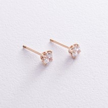 Earrings - studs with cubic zirconia (yellow gold) s08347 Onyx