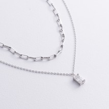 Двойное серебряное колье (фианиты) 908-01591 Онікс  38