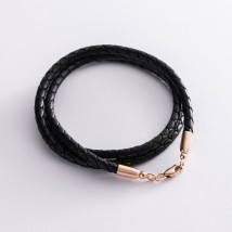 Leather lace with gold clasp kol00944 Onix 60