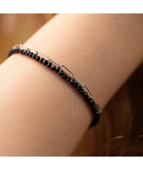 Silver double bracelet (crystal) 905-01438 Onyx 17