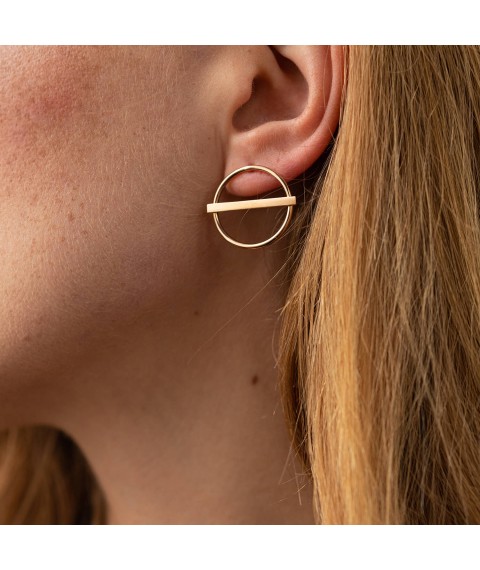 Gold earrings - studs "Balance" s07788 Onyx