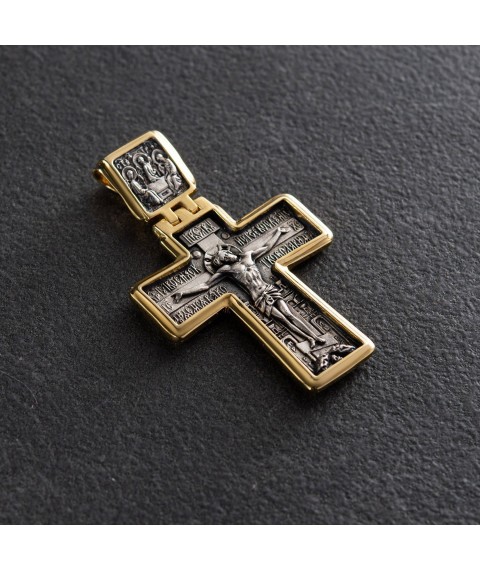 Silver cross with gold plated "Crucifixion" 131930 Onyx