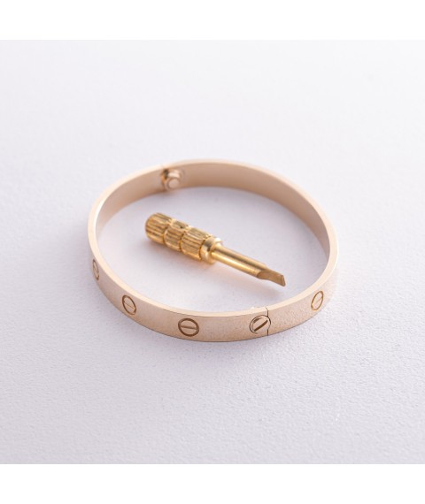 Rigid bracelet "Love" in yellow gold b05146 Onyx