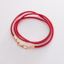 Шелковый красный шнурок с гладкой серебряной застежкой 18699 Онікс  70