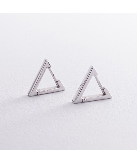 Silver earrings "Triangles" 902-01273 Onyx
