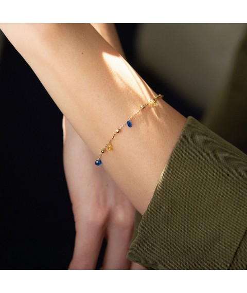 Gold bracelet "Independent" with balls (blue and yellow cubic zirconia) b05156 Onix 17